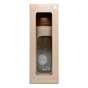 Hevea - Protective Cover with Medium Flow Wide-Mouth Glass Baby Bottle | Sand