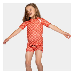 Beach & Bandits - Anti-UV Checkered Love T-shirt | Coral