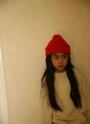 Hvid - Fonzie Merino Wool Beanie | Red