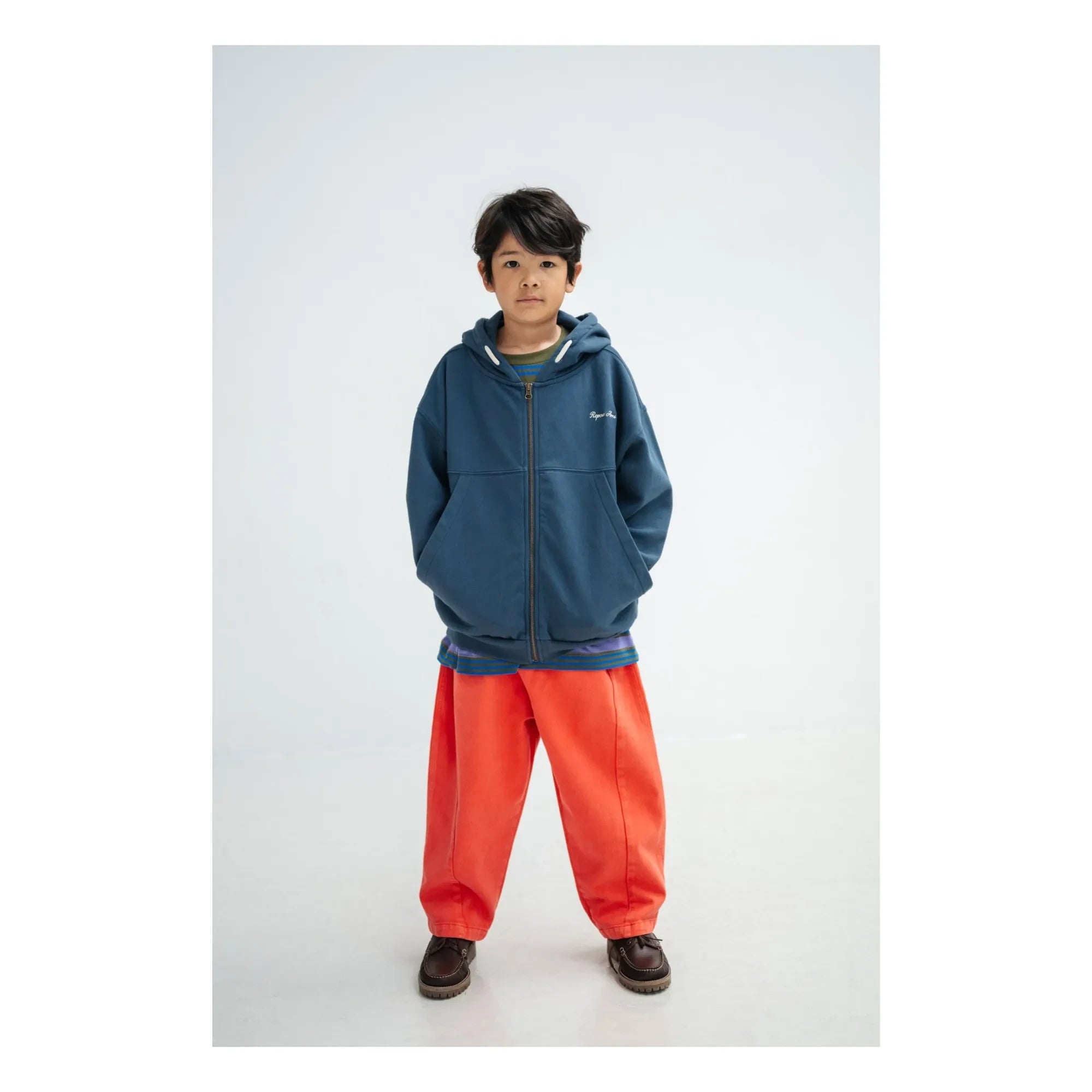 Repose AMS - Organic Cotton Logo Zip-up Sweatshirt | Dark Blue