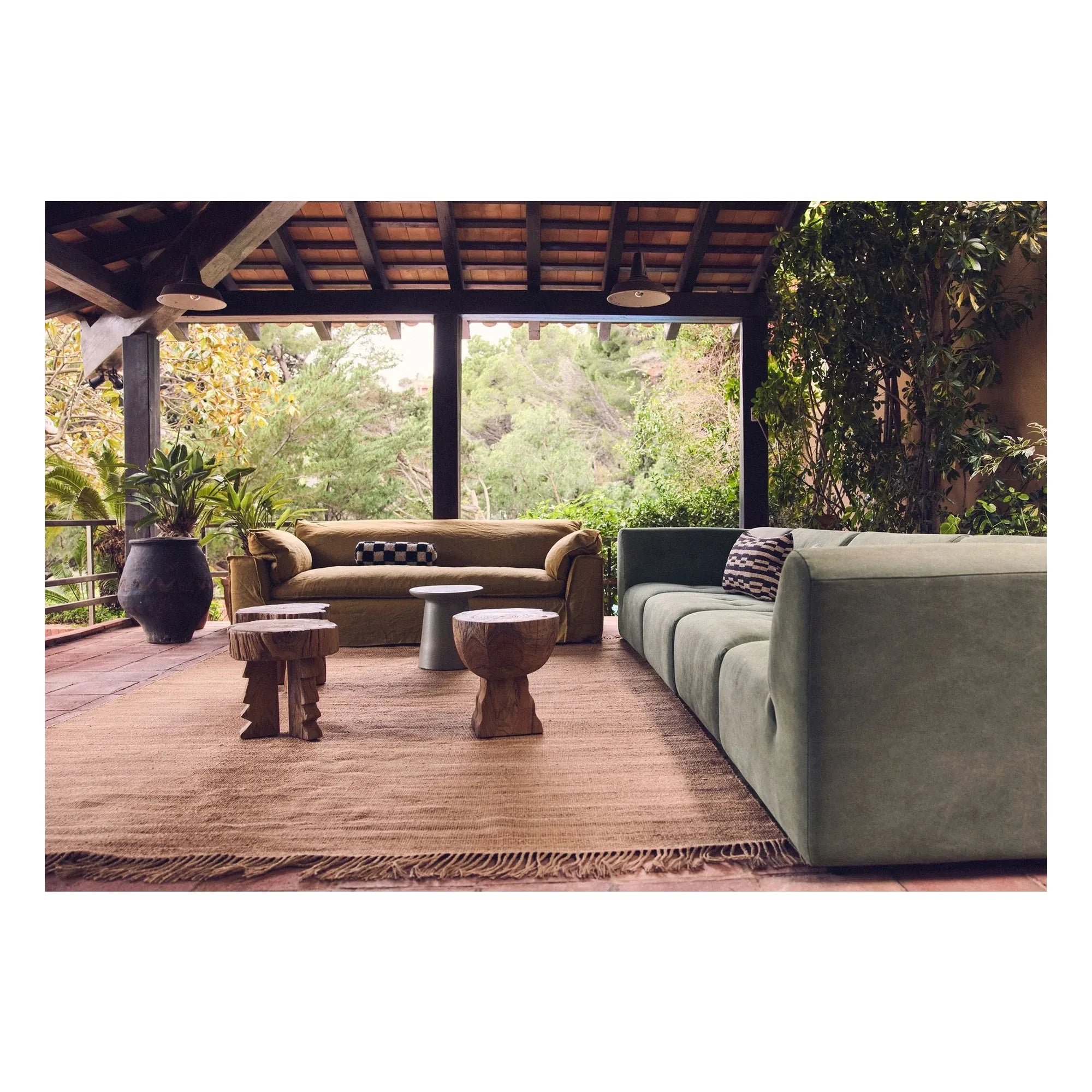 HKliving - 4-Person Linen Sofa Nomad | Mustard