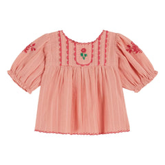 Emile et Ida - Hand-embroidered Blouse | Peach