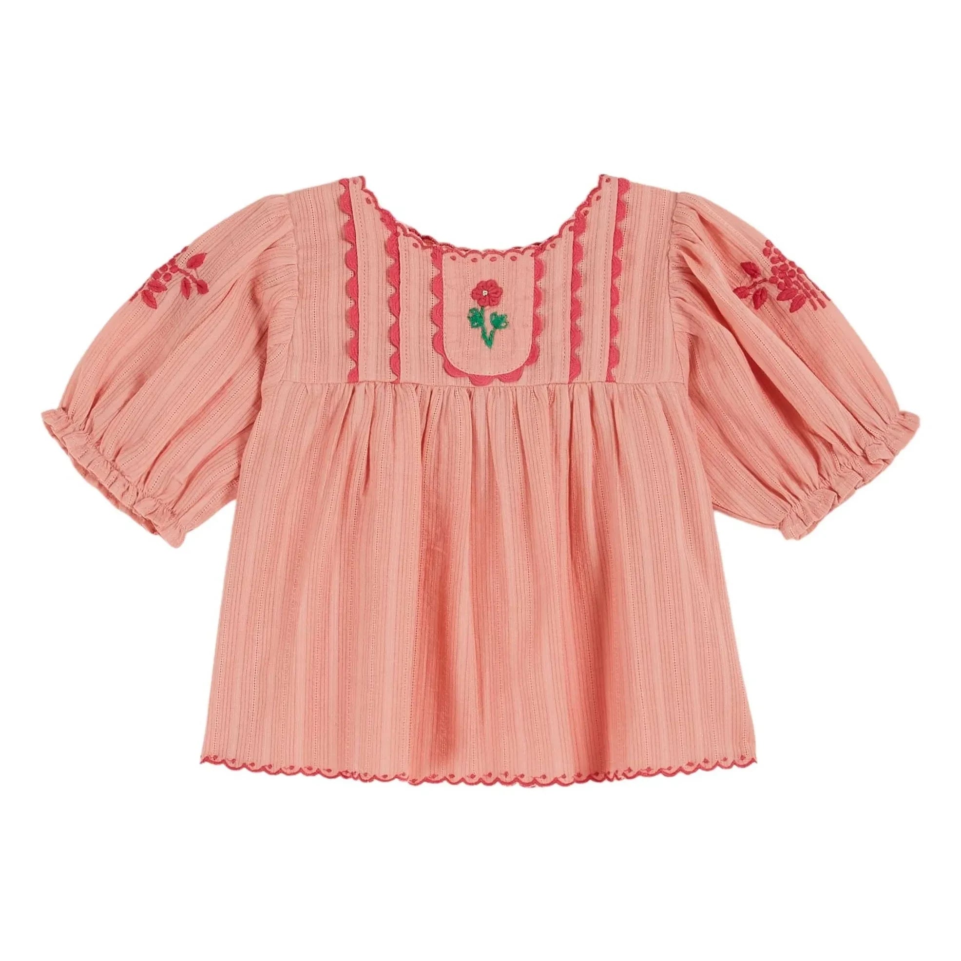 Emile et Ida - Hand-embroidered Blouse | Peach