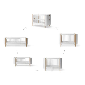Oliver Furniture - Ahşap Mini+ beşik yatağı, junior kit dahil | Beyaz