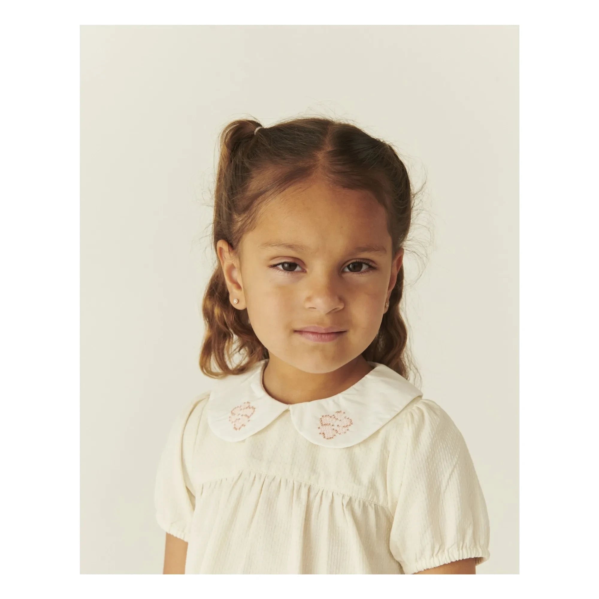 Copenhagen Colors - Ruffled Blouse Claudine Collar Organic Cotton | Cream