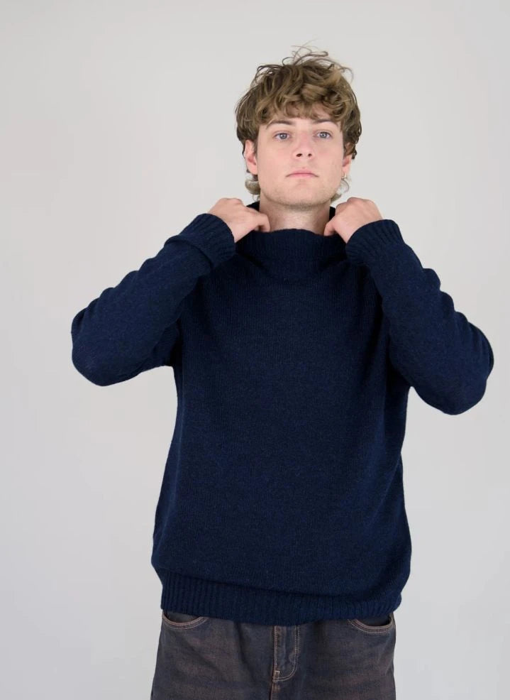 Origin Knitwear - Seamless Wool Turtleneck Sweater | Navy