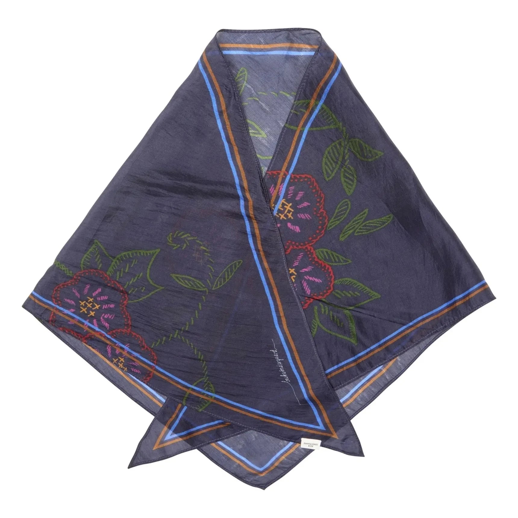 Becksöndergaard - Efloria Silk Triangular Scarf | Navy Blue