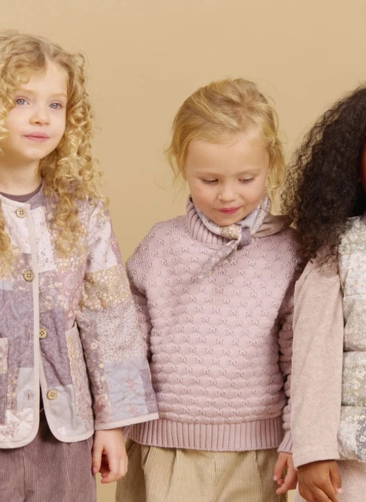 Wheat - Ima Patchwork Organik Pamuklu Kapitone Ceket | Açık Pembe