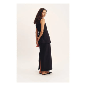 Posse - Emma Linen Sleeveless Jacket | Black