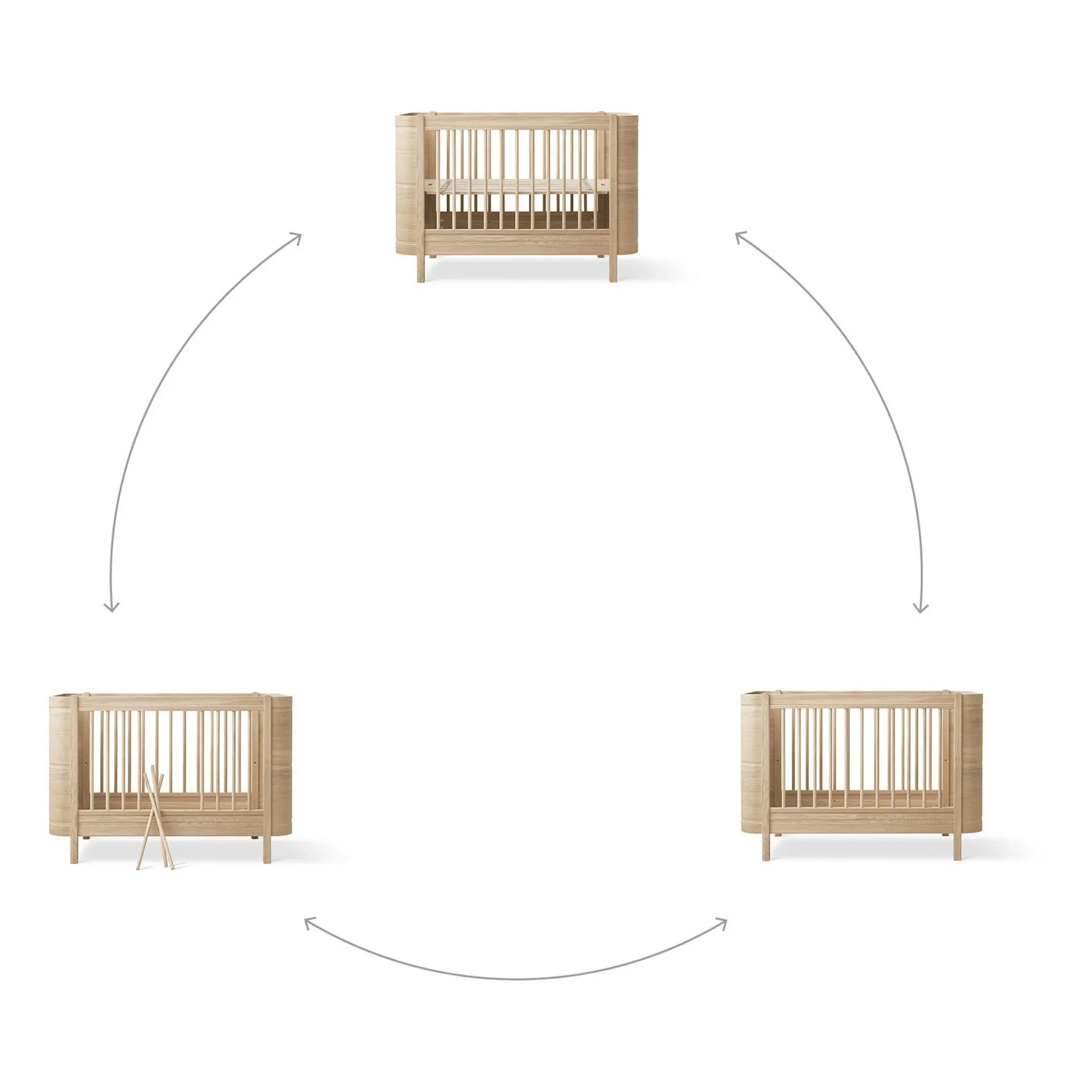 Oliver Furniture - Wood Mini+ Junior Kit Olmadan Beşik | Meşe