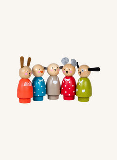 Moulin Roty - 5 Wooden Figurine Set - Large Family