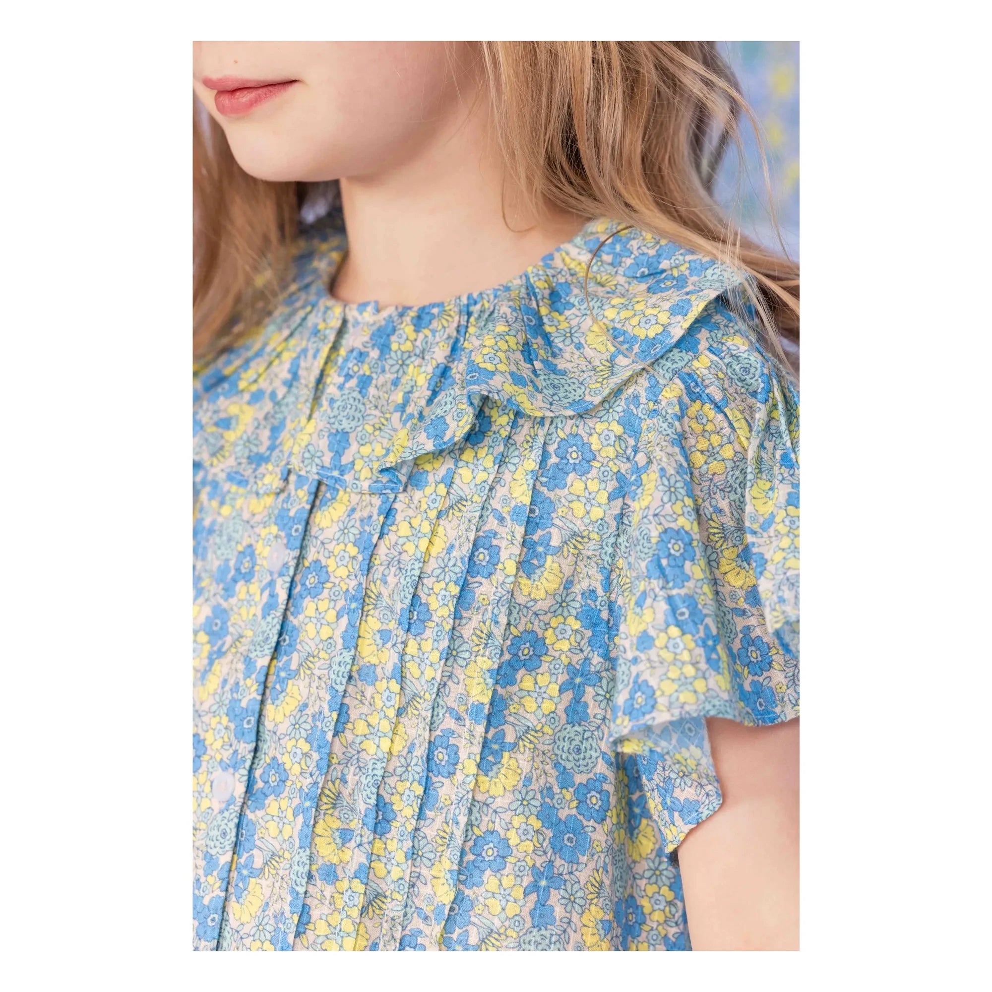 Bonton - Nancy Floral Peter Pan Collar Blouse | Blue