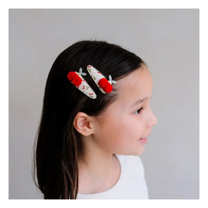 Mimi & Lula - Set of 2 Cherry Pompon Hair Clips | Red