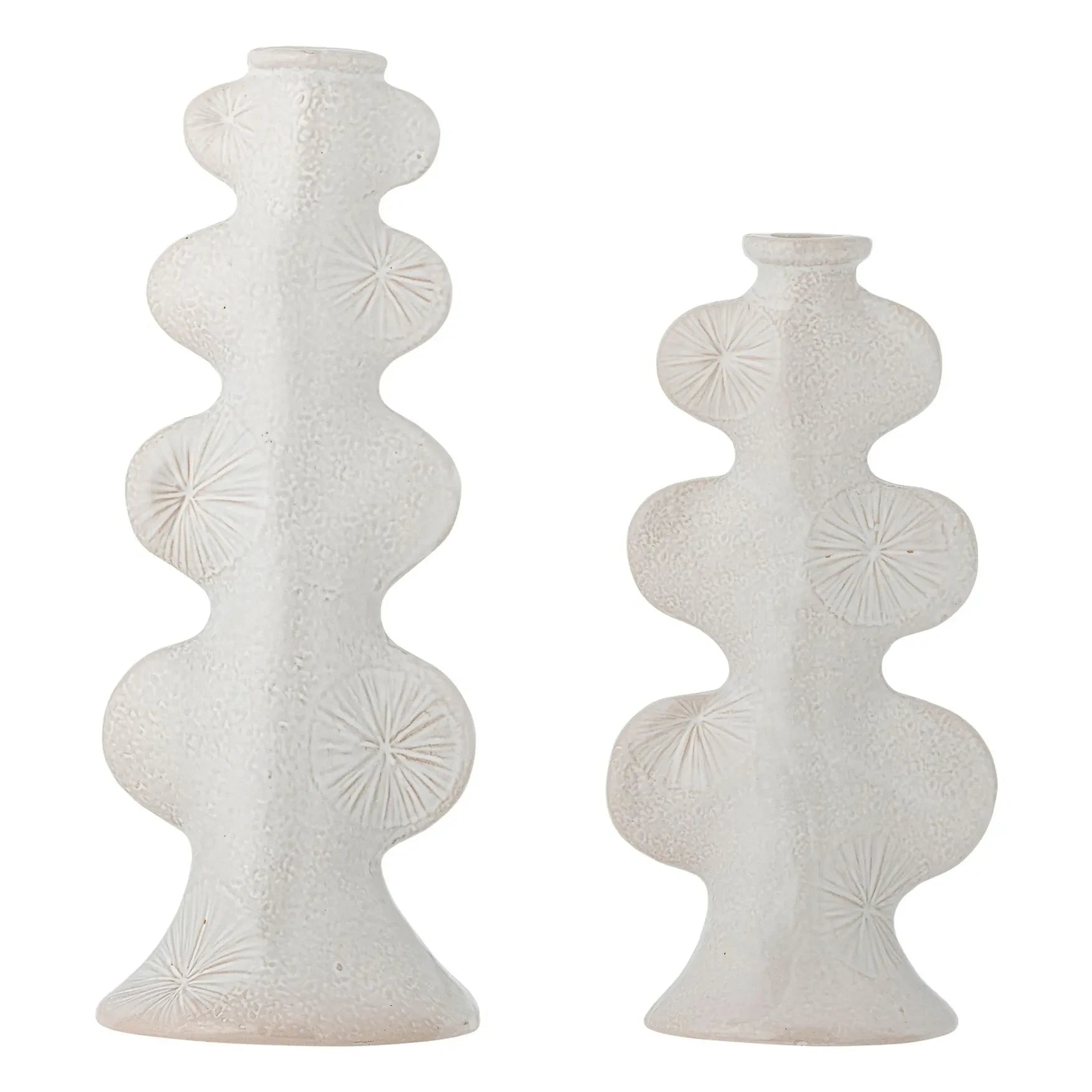 Bloomingville - Stoneware Cason Candle Holders - Set of 2 | White