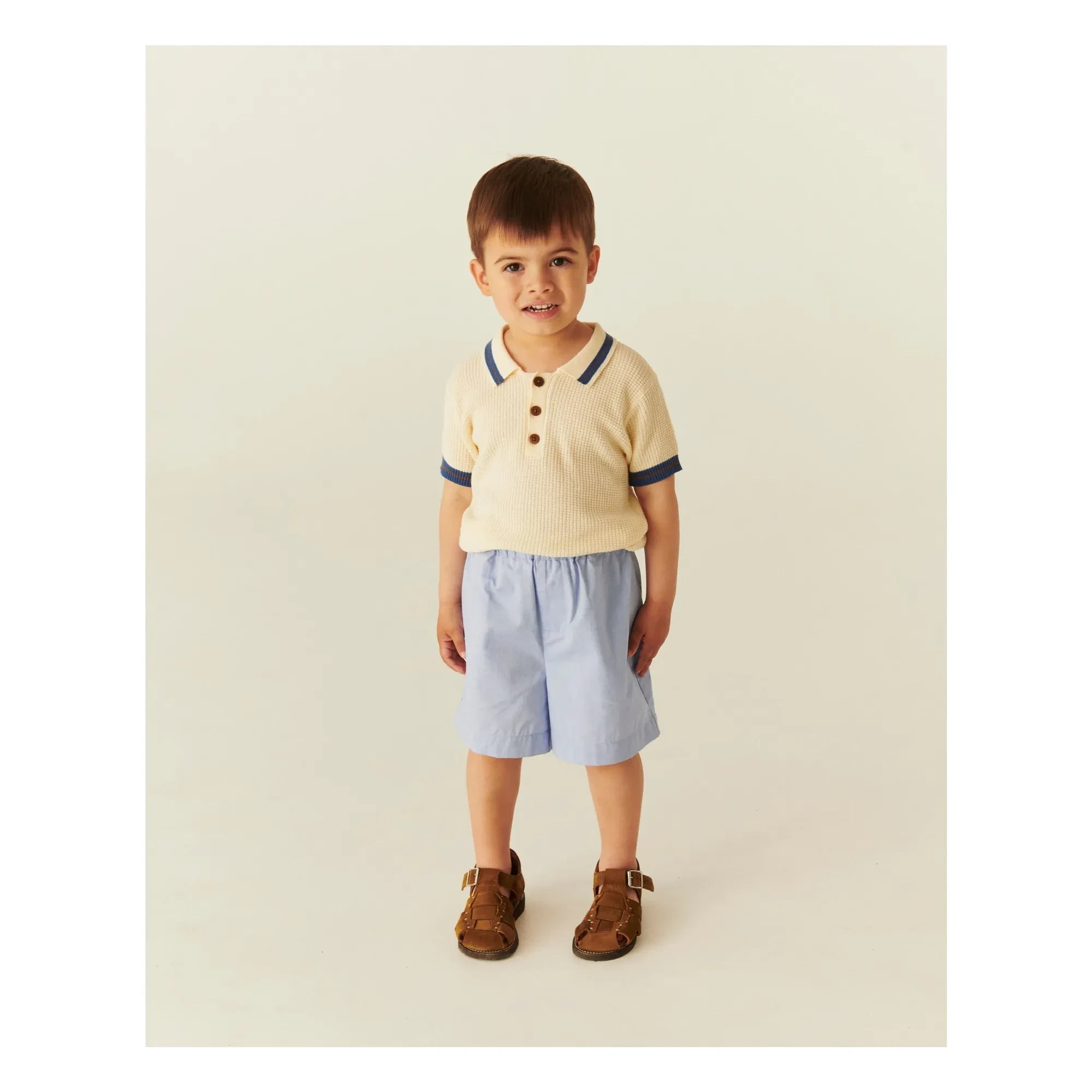 Copenhagen Colors - Fluffy Striped Organic Cotton Polo Shirt | Pale yellow