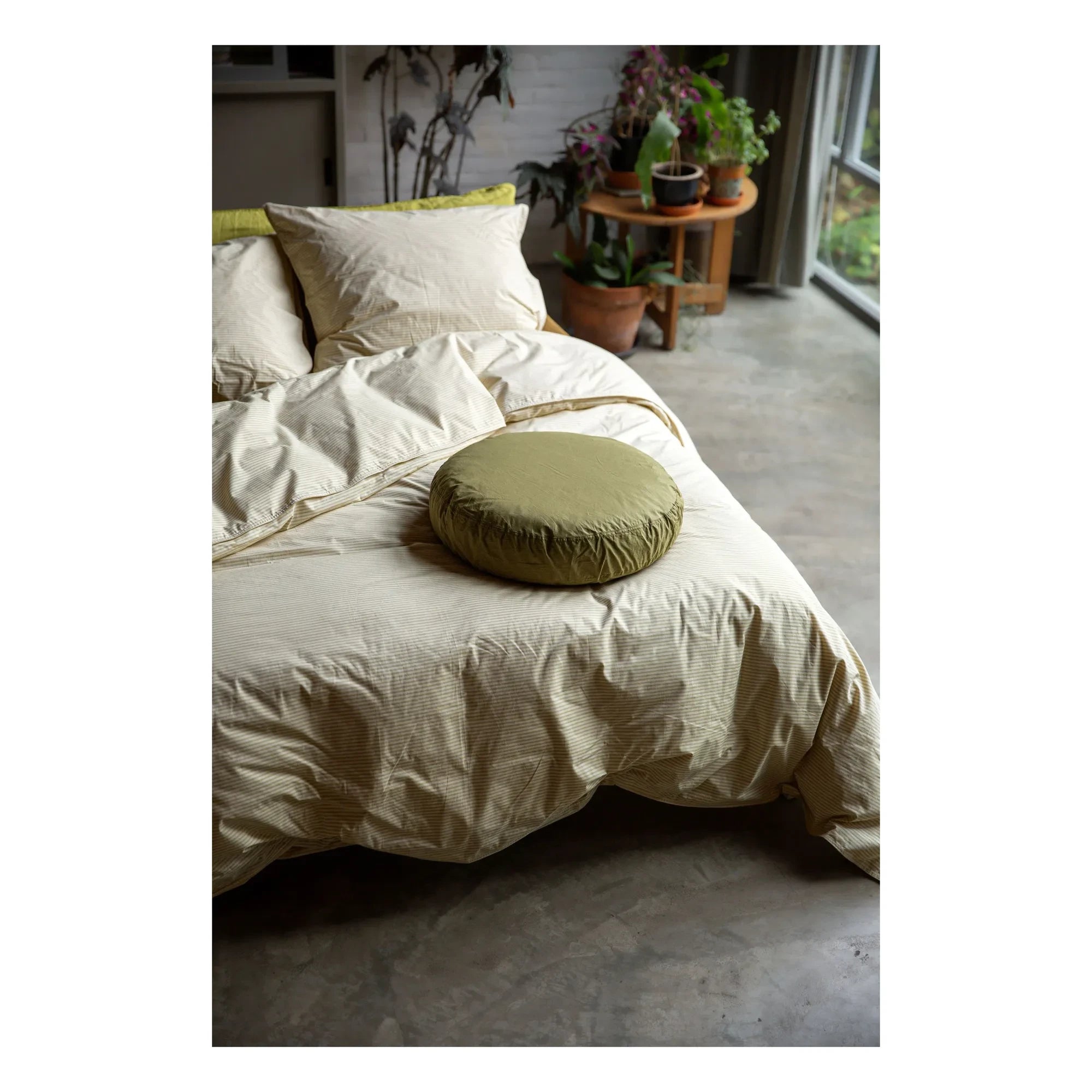 Suite 702 - Striped Organic Percale Pillowcase - Olive-Ecru | Olive
