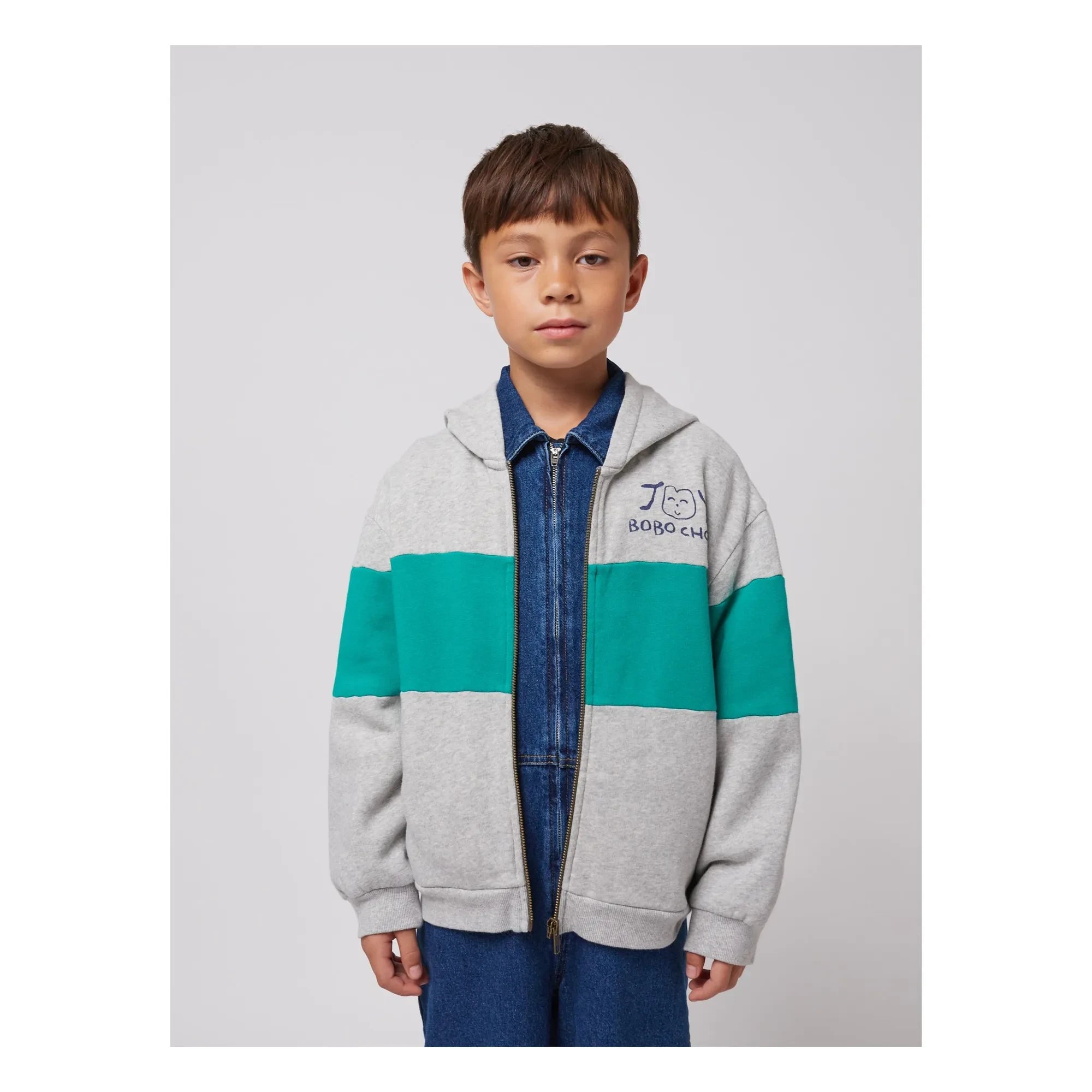 Bobo Choses - Joy Organic Cotton Zip-up Sweatshirt | Grey Melange