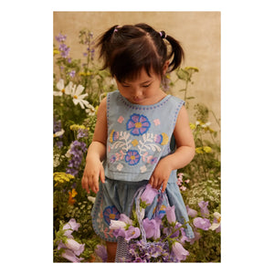 Louise Misha - Albane Embroidered Top Organic Cotton | Blue
