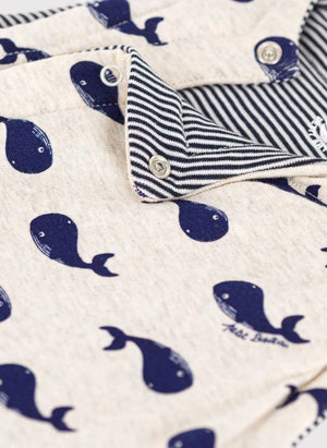 Petit Bateau - Whales Organik Pamuk Kolsuz Atlet | Heather bej