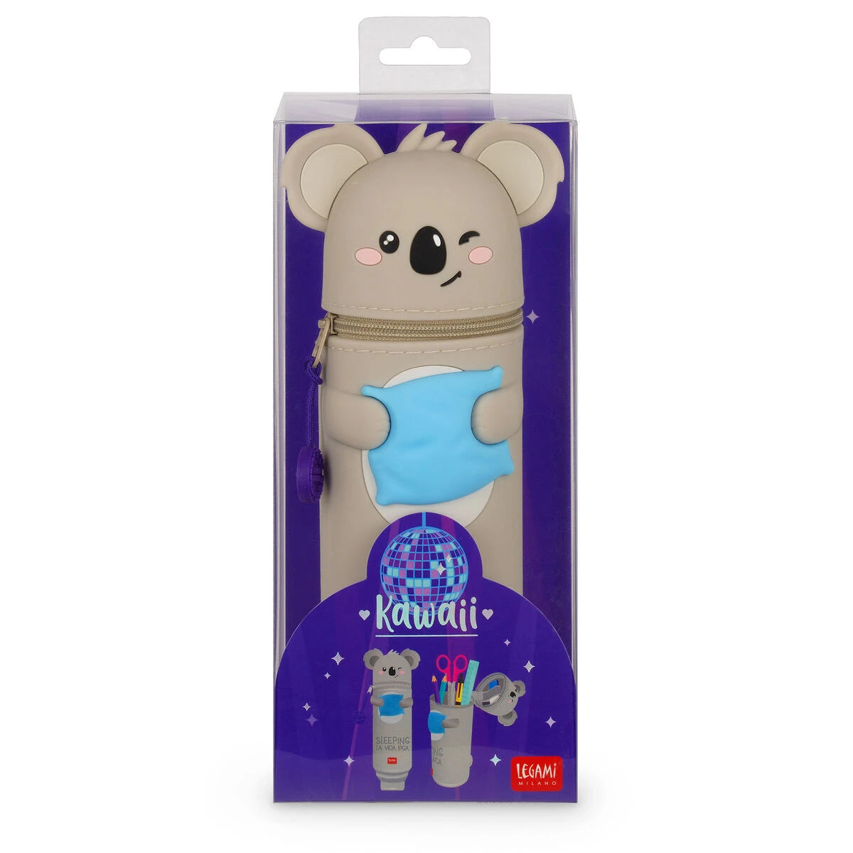 Legami - Koala "Sleeping la Vida Loca" 2-in-1 Silicone Pencil Case - Kawaii