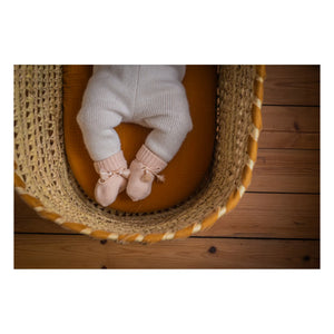Gentil Coquelicot - Knitted Slippers and Embroidered Pouch | Nude