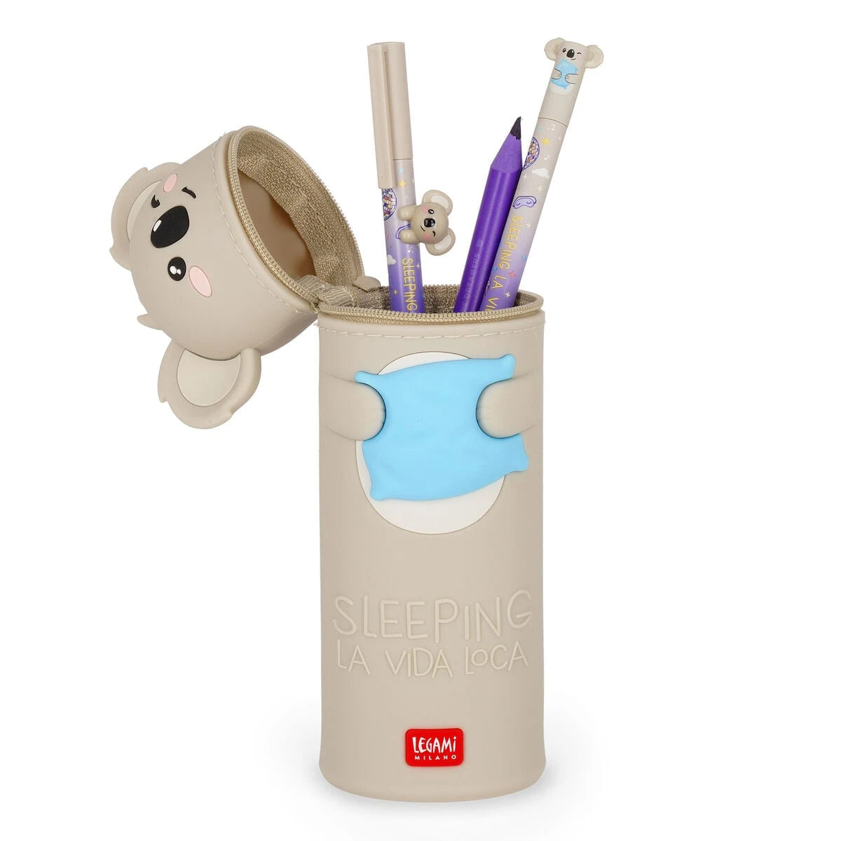 Legami - Koala "Sleeping la Vida Loca" 2-in-1 Silicone Pencil Case - Kawaii