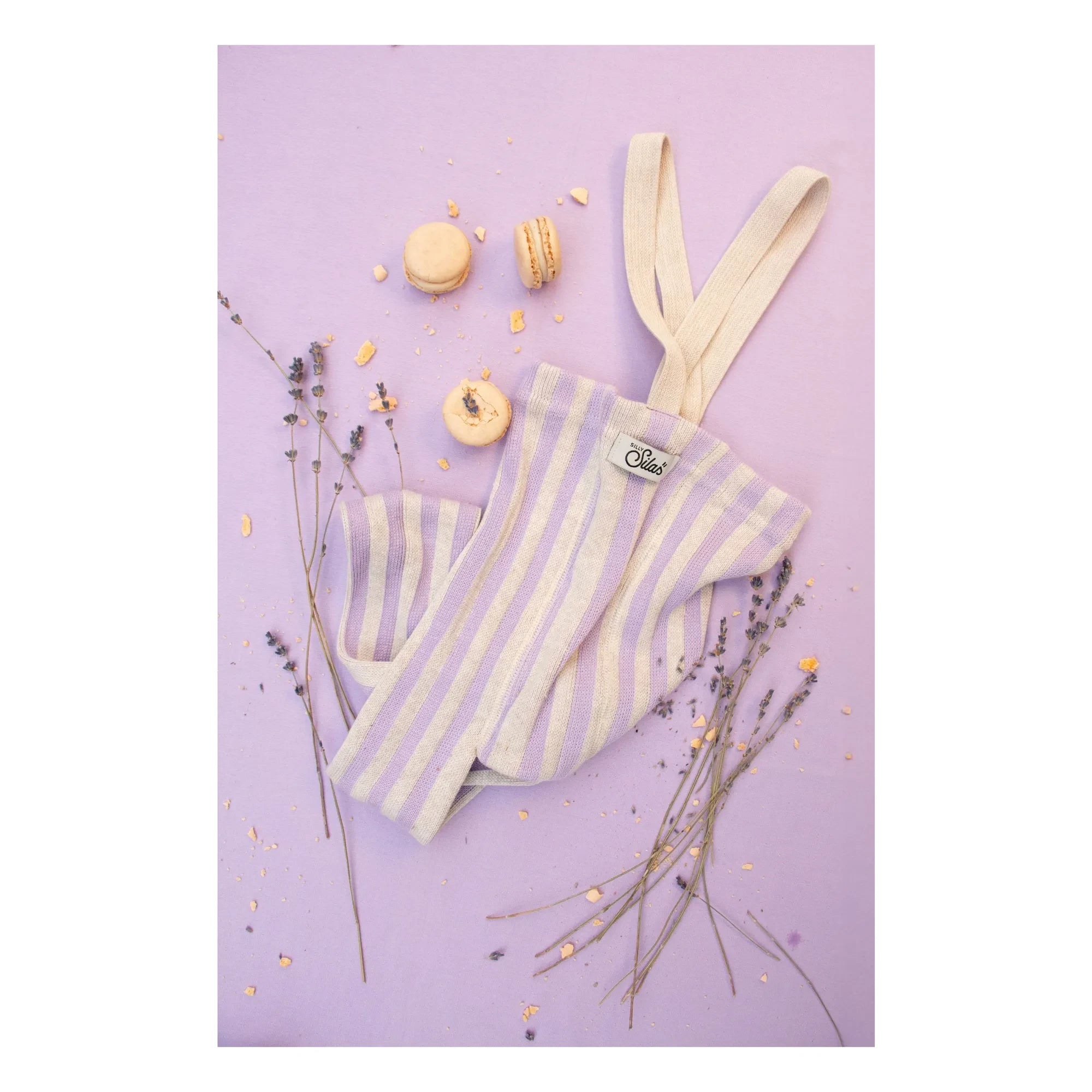 Silly Silas - Striped Organic Cotton Strapless Blind Tights | Lavender