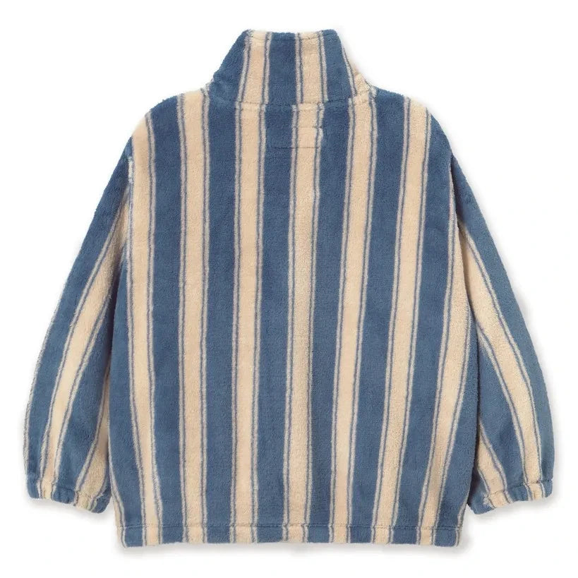 Tinycottons - Striped Fleece Jacket | Petrol Blue
