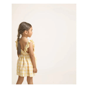 Búho - Seersucker Organic Cotton Gingham Dress | Yellow