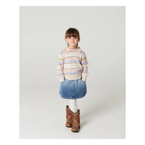 Copenhagen Colors - Organic Cotton Denim Block-Print Skirt | Blue