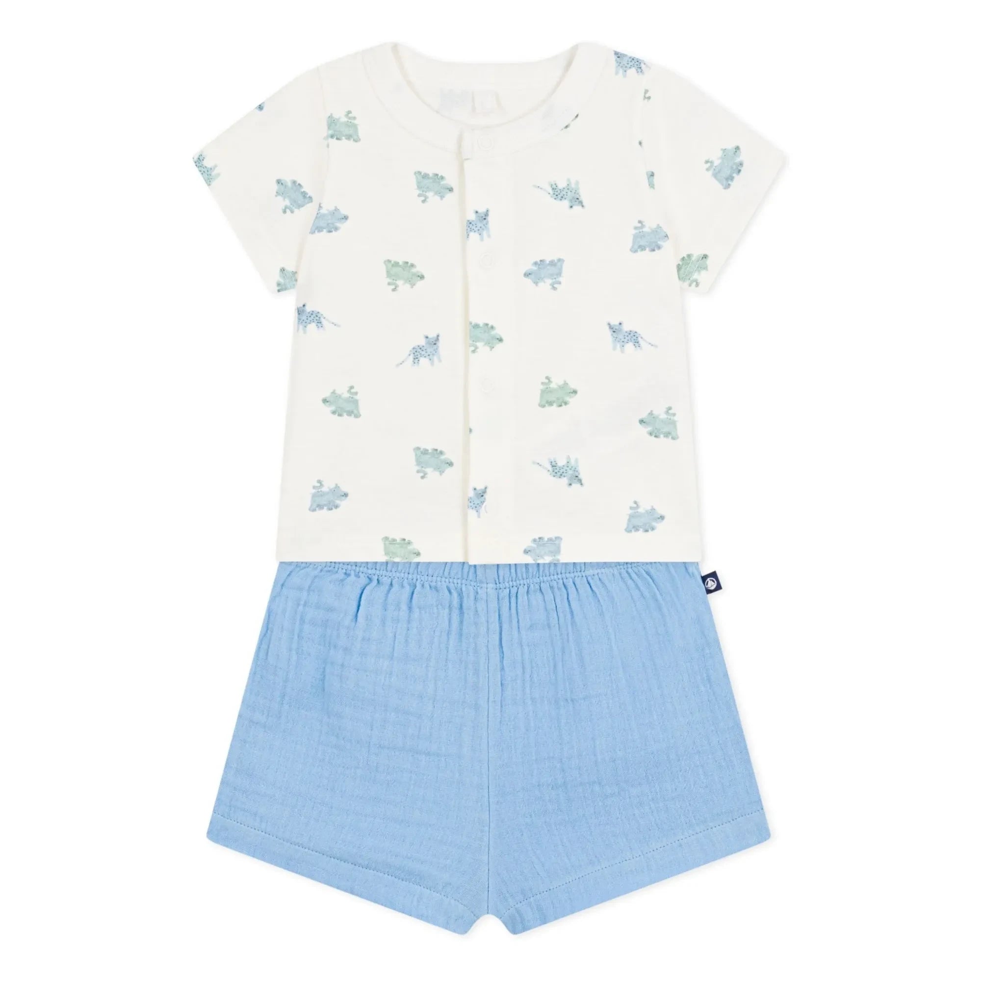 Petit Bateau - Organic Cotton Gauze Animal Print Shirt and Shorts Set | Blue
