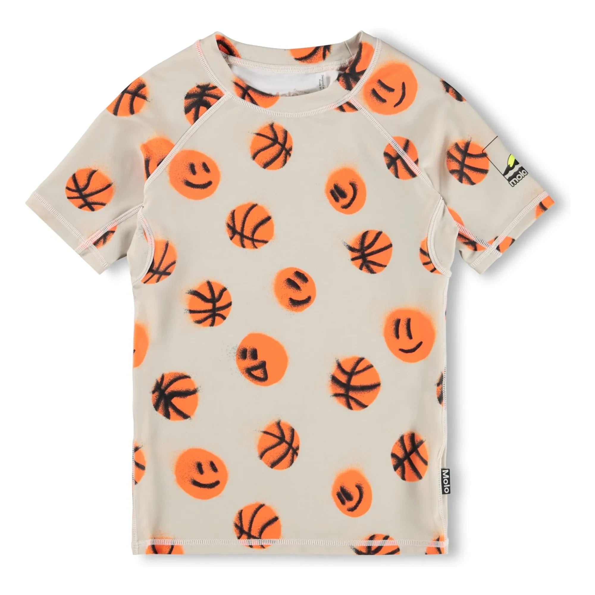 Molo - UV Protective T-Shirt Neptune Basketballs Recycled Fibers | Beige