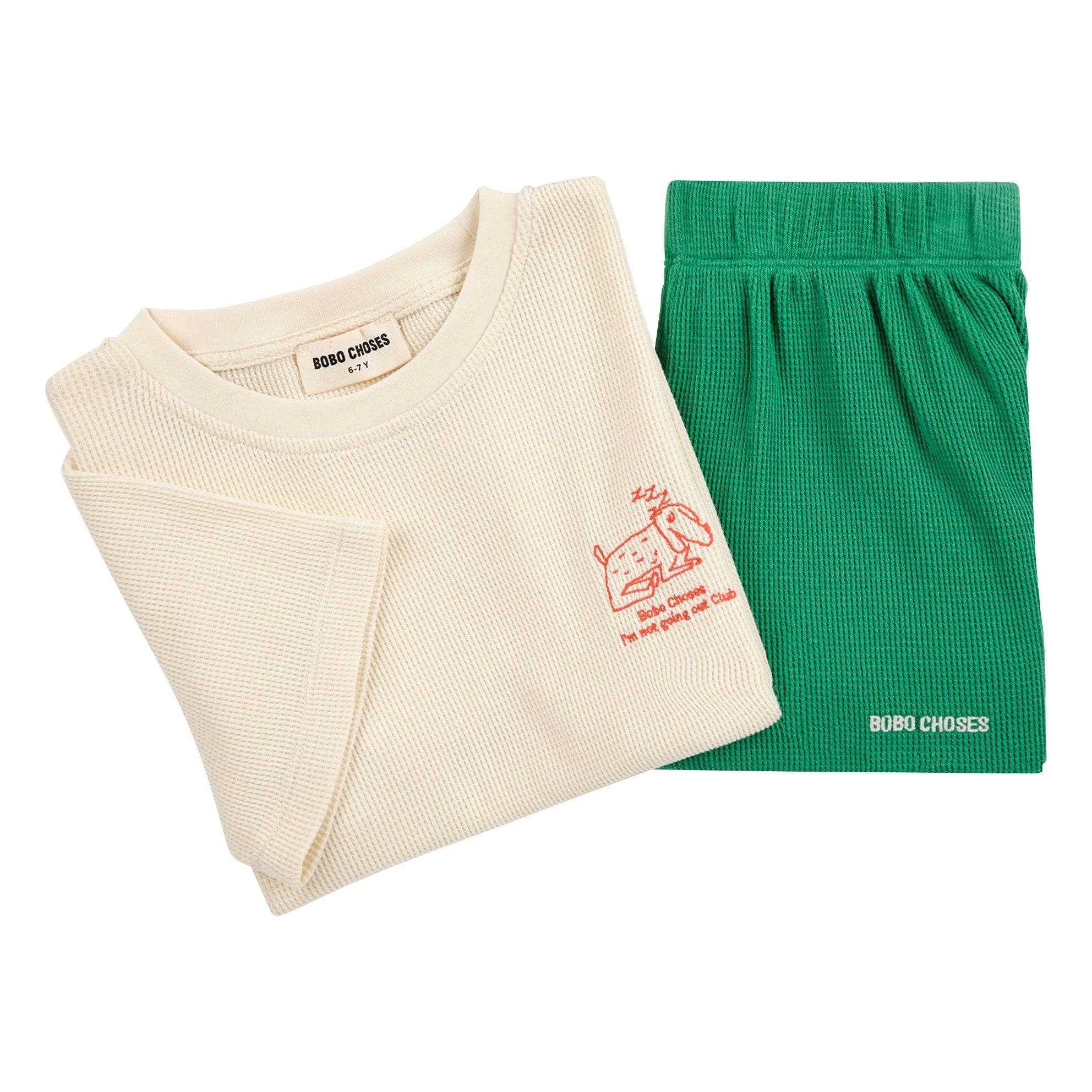 Bobo Choses - Organic Cotton Dog T-Shirt and Shorts Set | Ecru