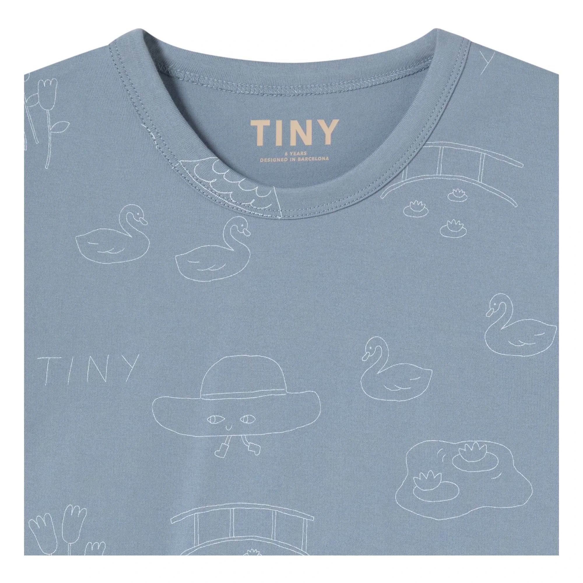 Tinycottons - Tiny Swans Organic Cotton T-shirt | Gray Blue