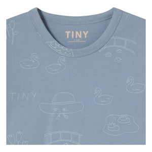 Tinycottons - Tiny Swans Organic Cotton T-shirt | Gray Blue