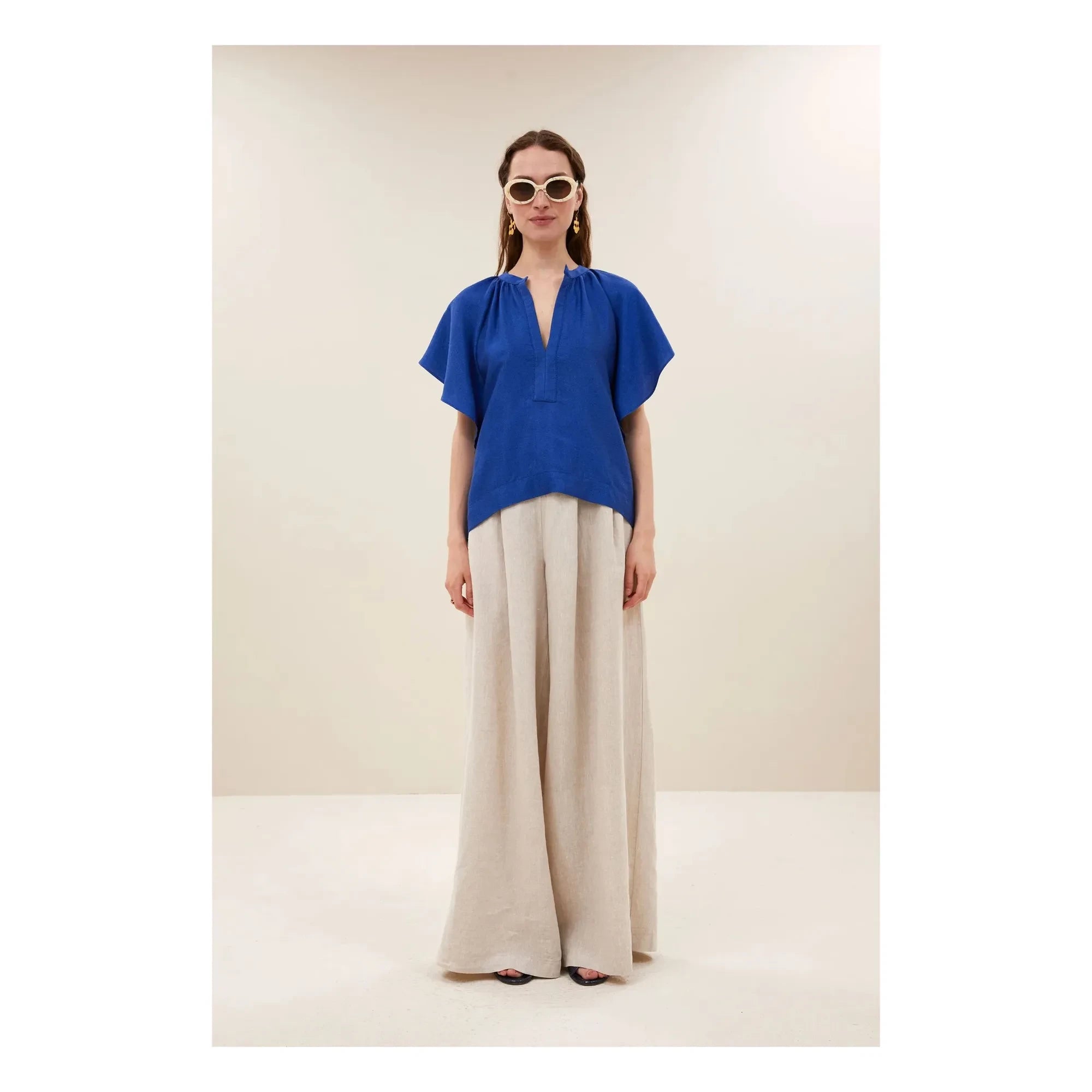 By Bar - Vina Shiny blouse | Royal blue