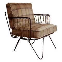 Honoré - Tartan Velvet Croisette Armchair | Caramel