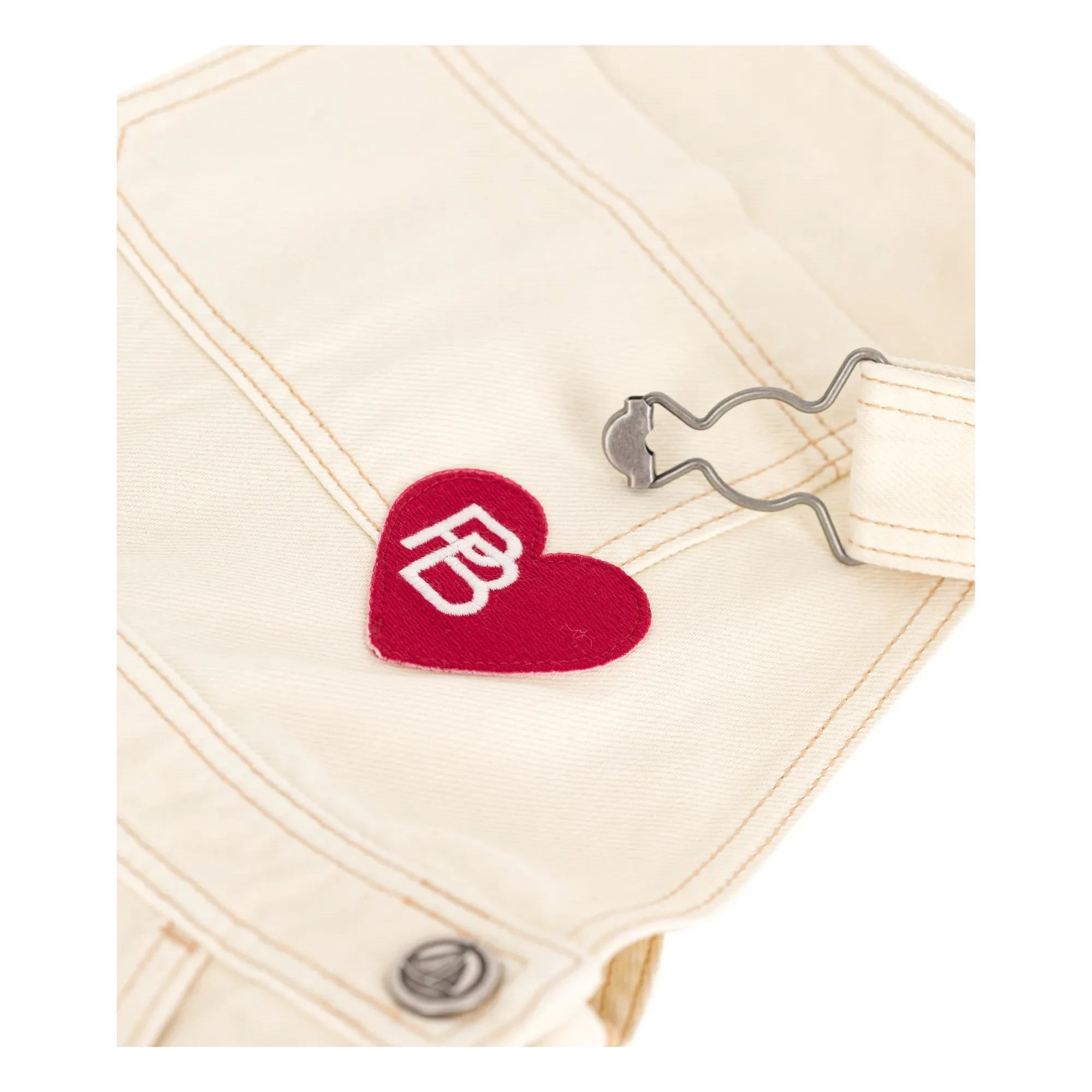 Petit Bateau - Denim Heart Romper | Beige