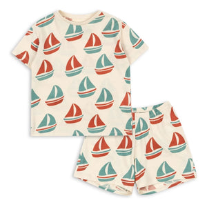 Konges Sløjd - Famo Bateaux Organic Cotton T-Shirt and Shorts Set | Beige