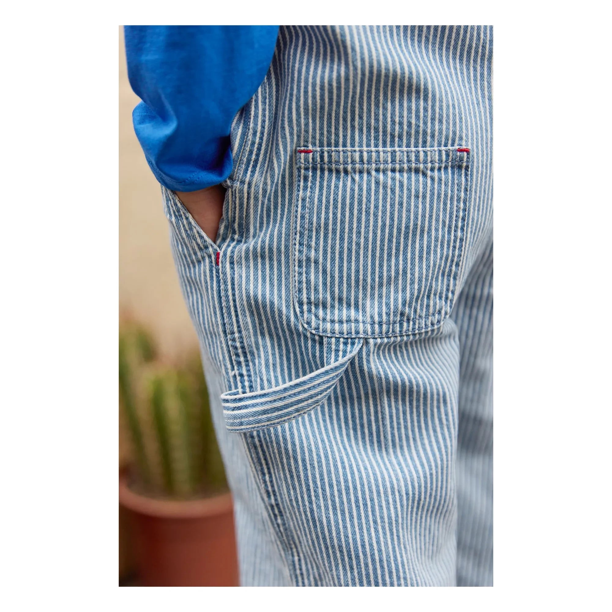 Bonton - Nope Striped Overalls | Blue