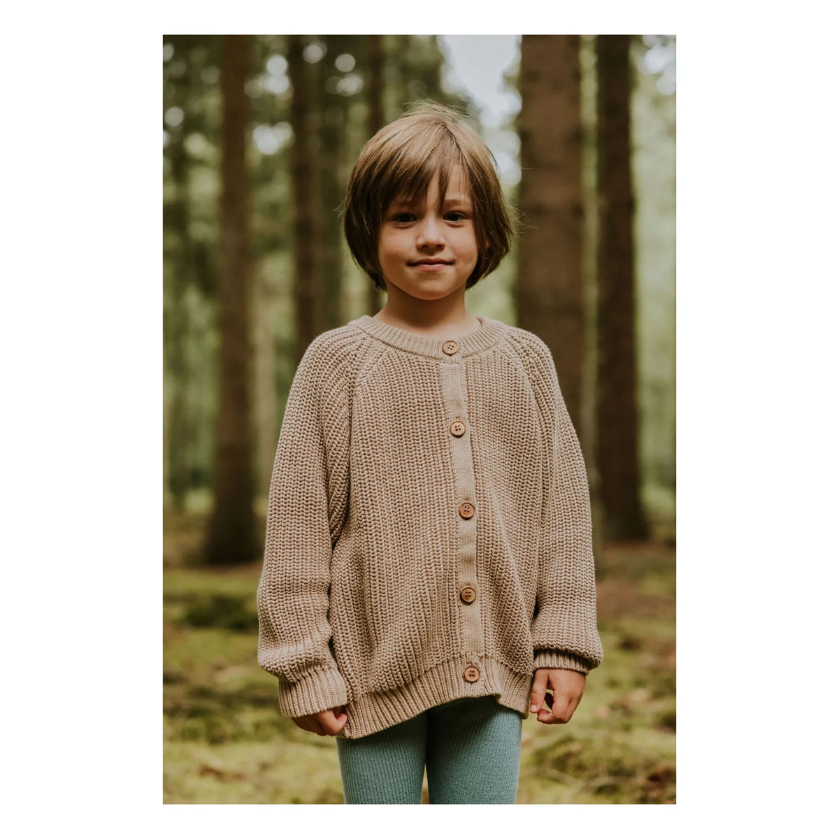 Yuki - Organik Pamuk Raglan Hırka | Bej