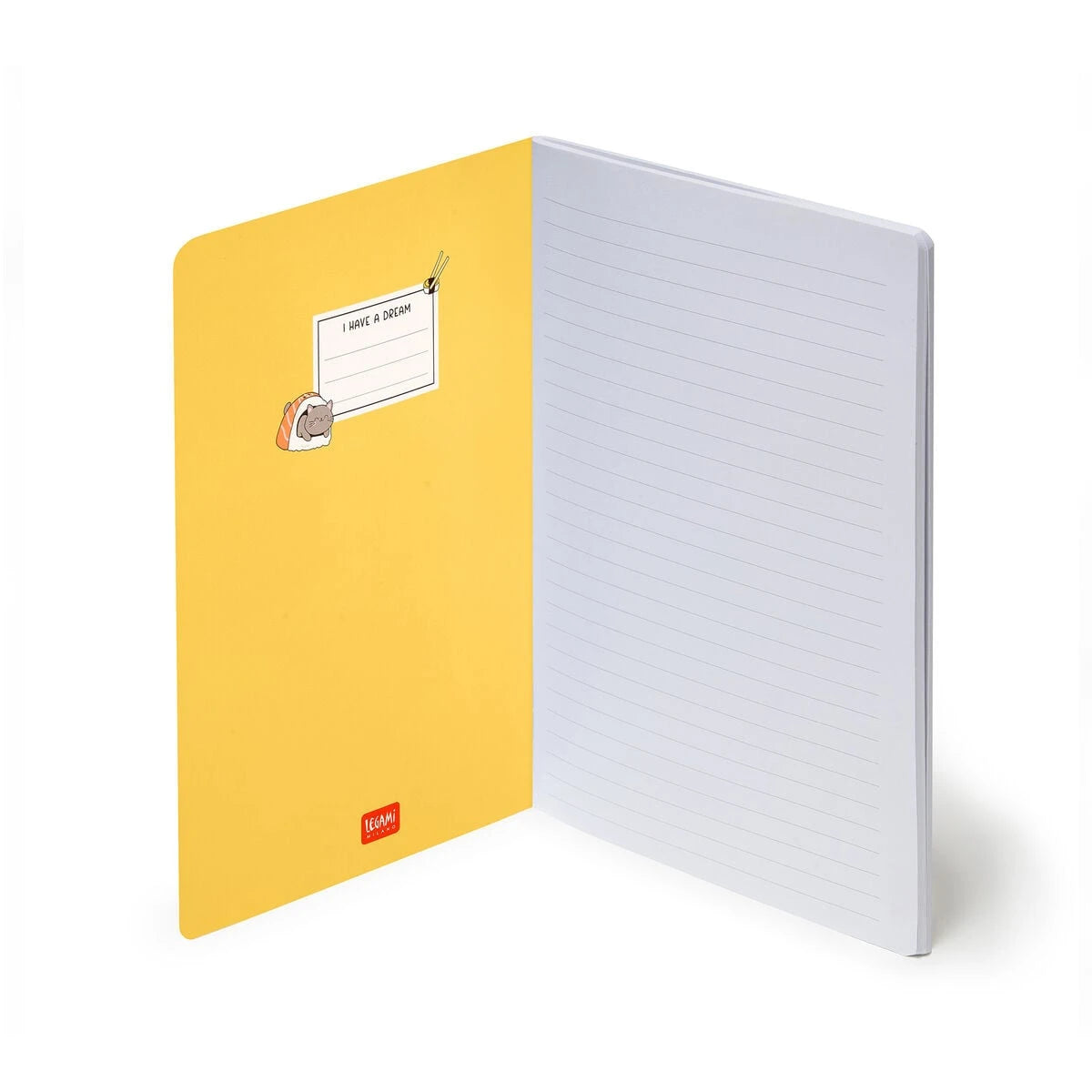 Legami - A5 Çizgili Defter, Resimli Sert Kapaklı - Suşi Kedi