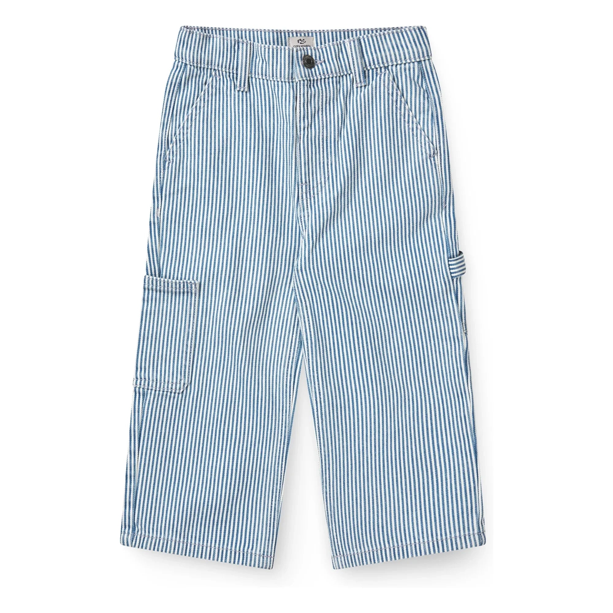Copenhagen Colors - Striped Organic Cotton Gabardine Cargo Pants | Blue