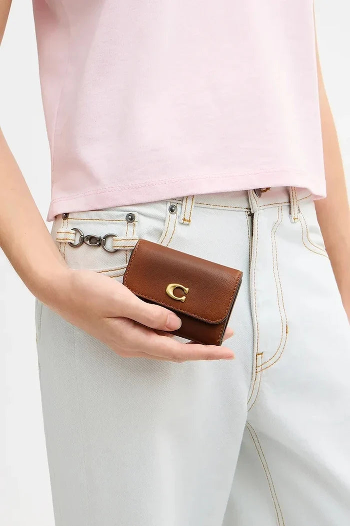 Coach kadın pasaport kılıfı, deri Essential Card Holder Wallet