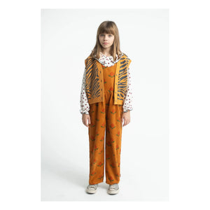 Piupiuchick - Organik Pamuklu Kadife Çiçekli Salopet | Camel