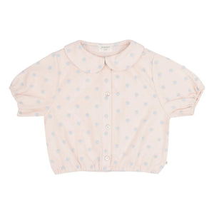 Jenest - Claudine Collar Molly Polka Dot Organic Cotton Blouse | Light Pink