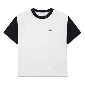 Lacoste - Organic Cotton Logo Contrast Sleeve T-Shirt | Off White