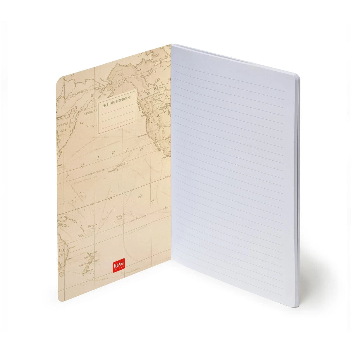 Legami - B5 Lined Defter ile Illustrated Hard Kılıf - Seyahat Map