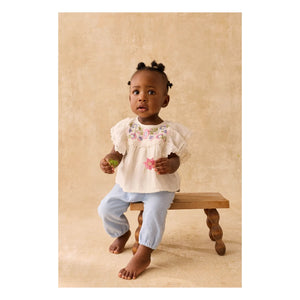 Louise Misha - Malya Organic Cotton Ruffled Blouse | White