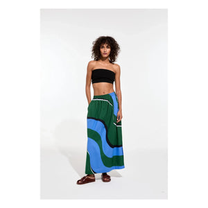 Mapoésie - Juliette Madone Cotton Skirt | Blue Green